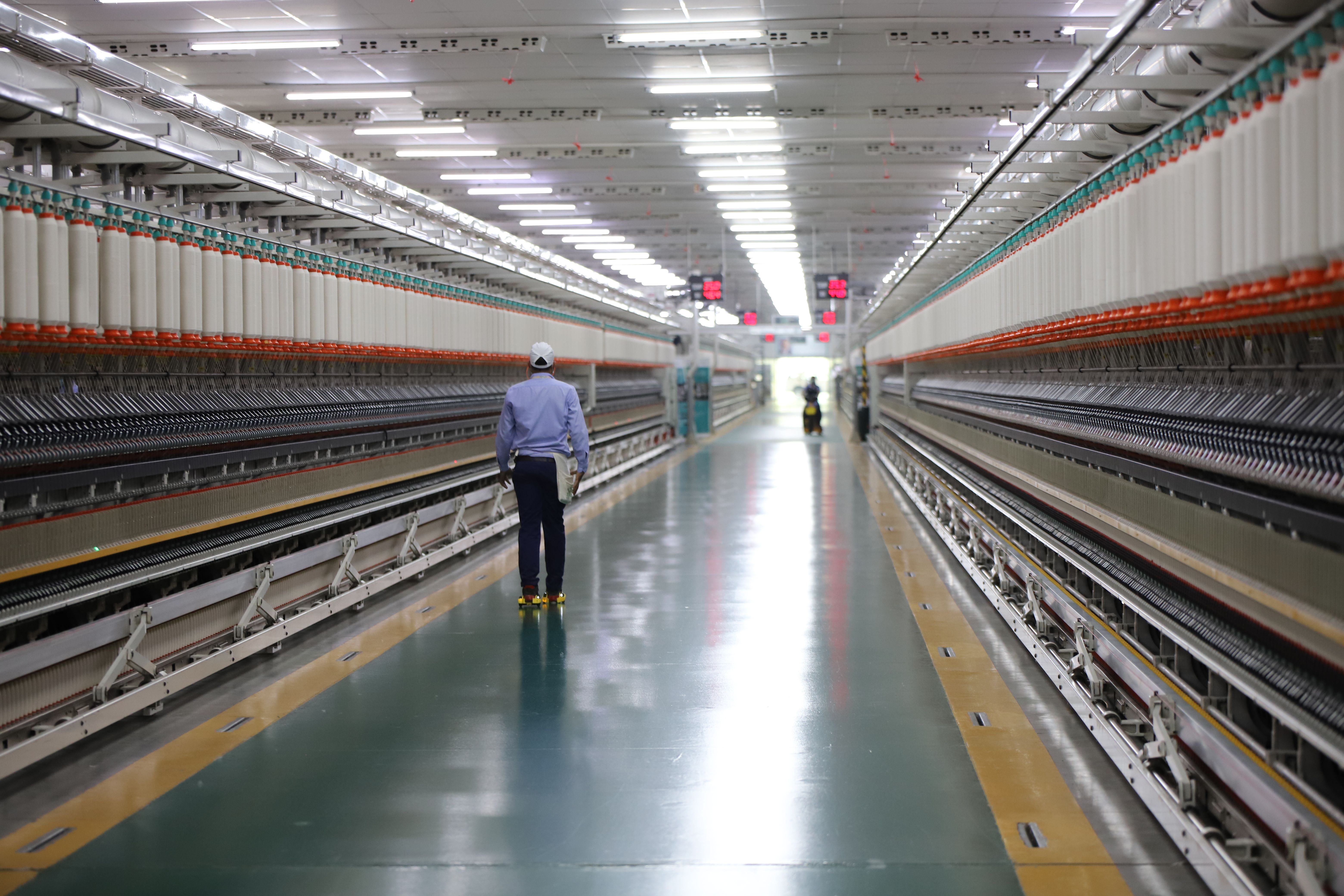 Factory worker in textile plant